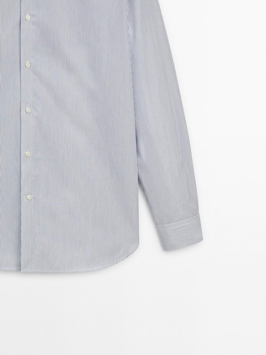 Massimo Dutti Striped Detail Men Shirts Navy / White | US-UN3640285
