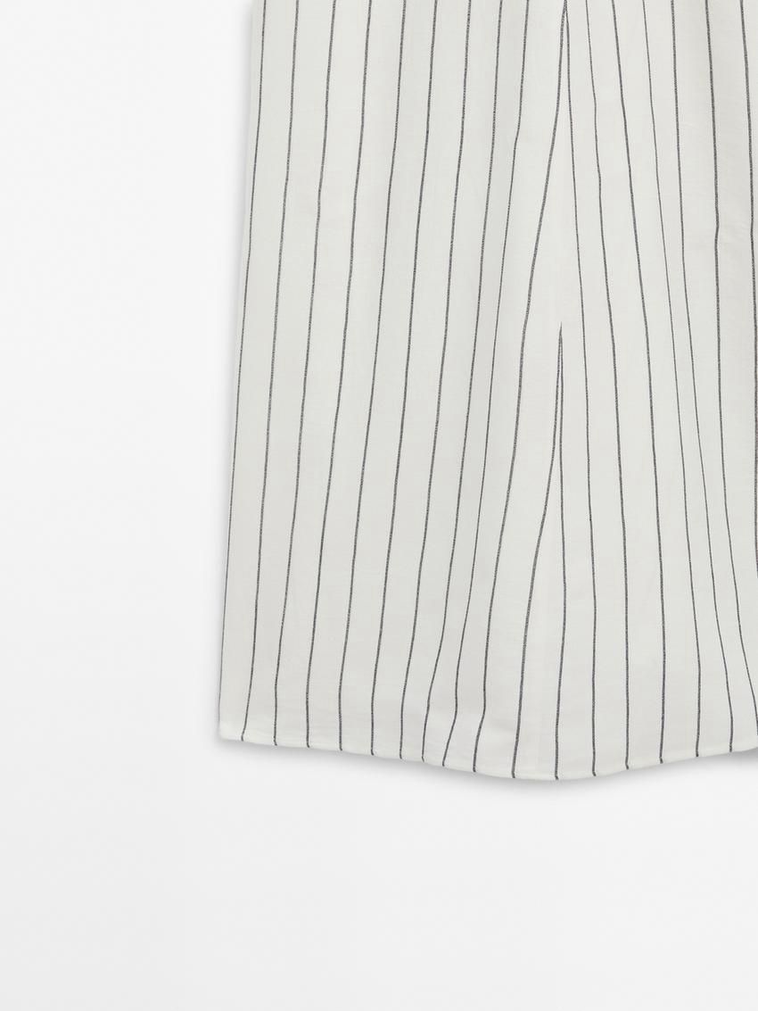 Massimo Dutti Striped Halterneck Midi Women Dress White | US-WO4179530