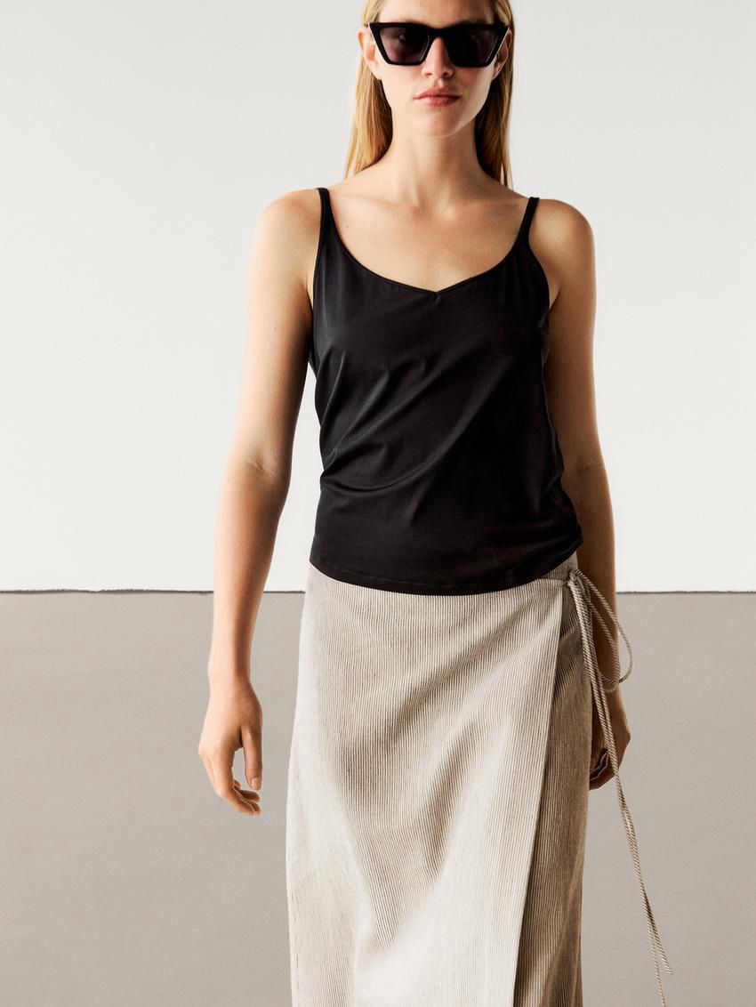 Massimo Dutti Striped Linen Blend Pareo Women Skirts Cream | US-PD3129068