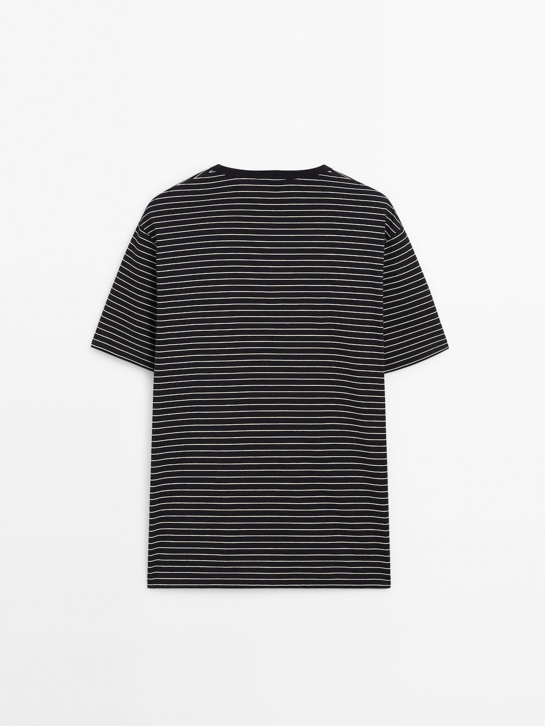 Massimo Dutti Striped Medium Weight Cotton Men T-Shirt Navy | US-SZ9084517