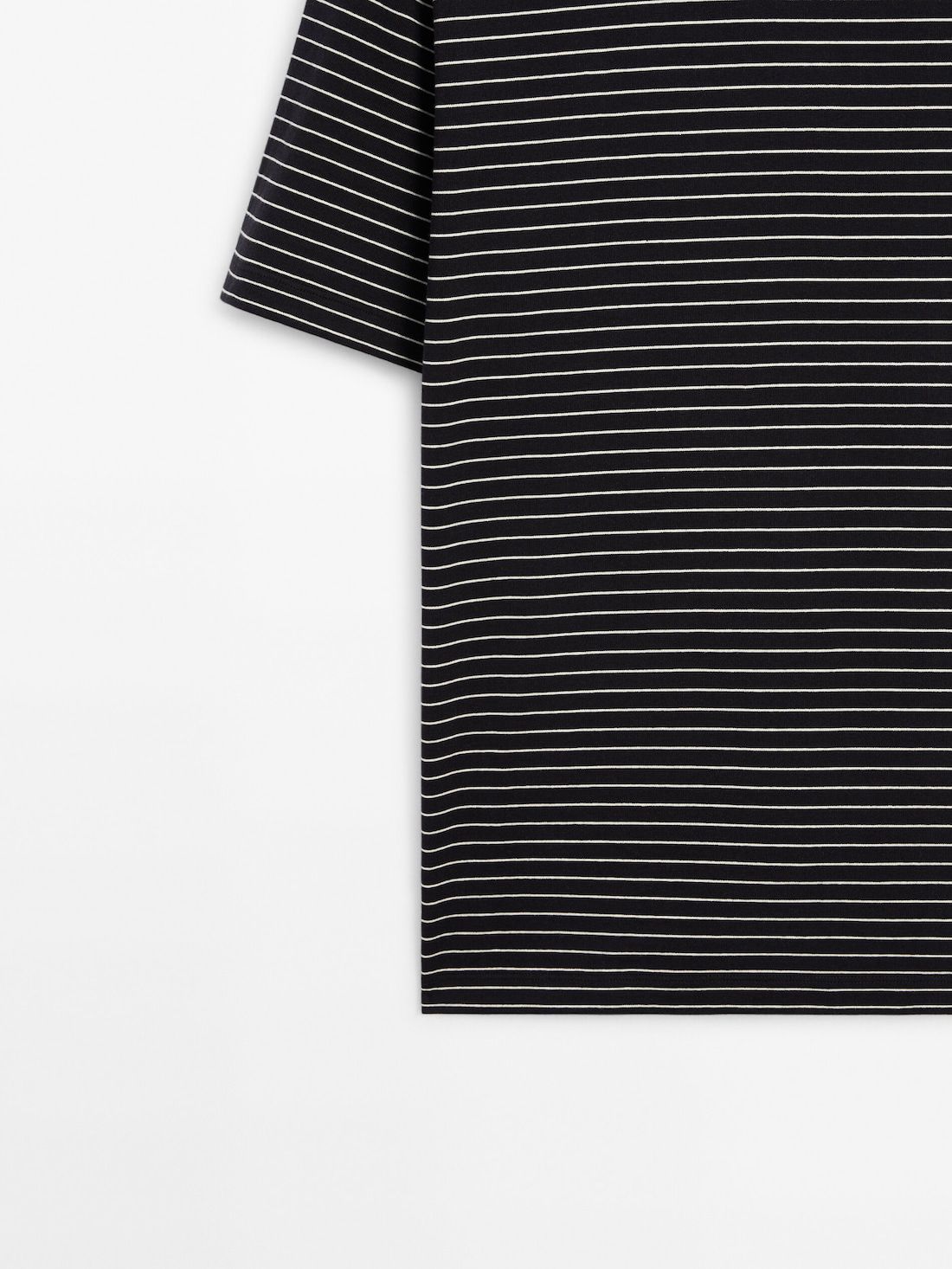 Massimo Dutti Striped Medium Weight Cotton Men T-Shirt Navy | US-SZ9084517
