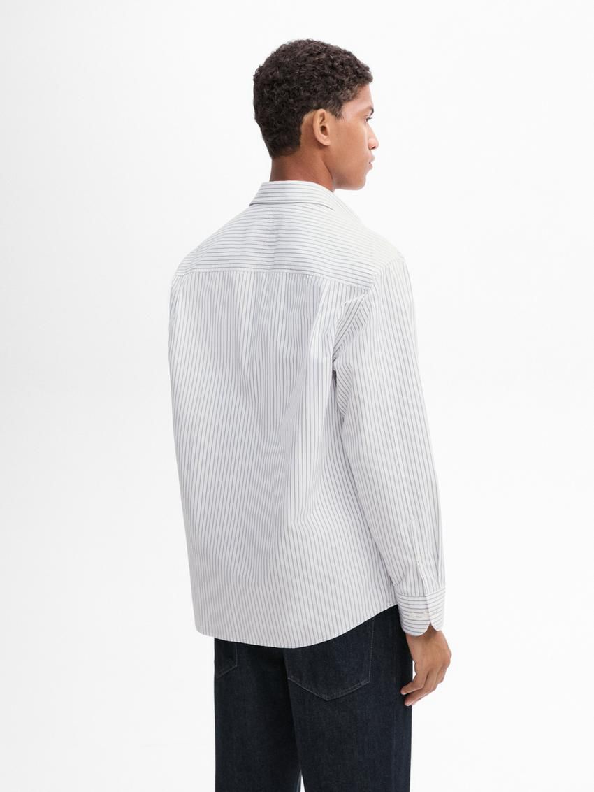 Massimo Dutti Striped Poplin Men Shirts Grey | US-HL1258349