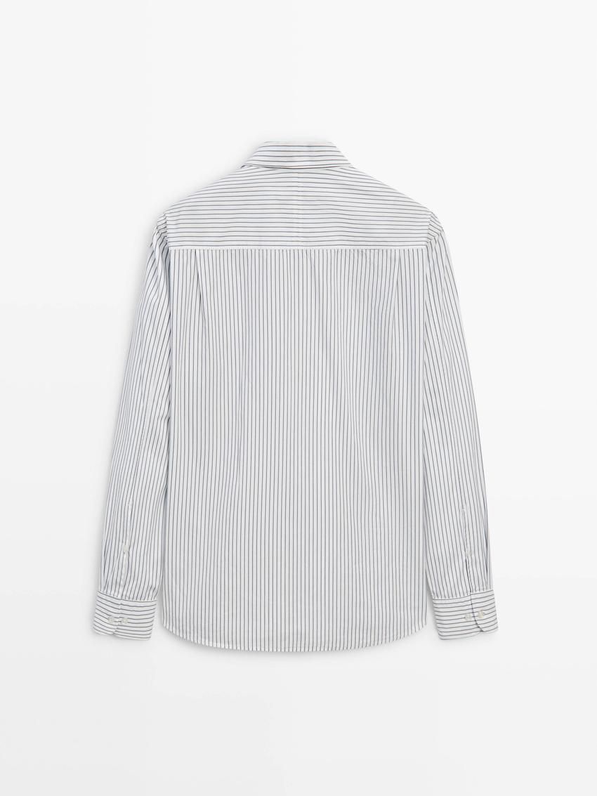 Massimo Dutti Striped Poplin Men Shirts Grey | US-HL1258349