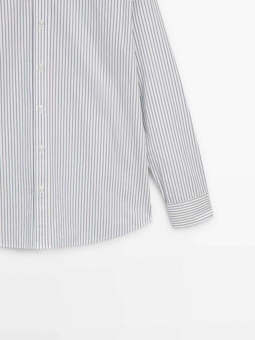 Massimo Dutti Striped Poplin Men Shirts Grey | US-HL1258349