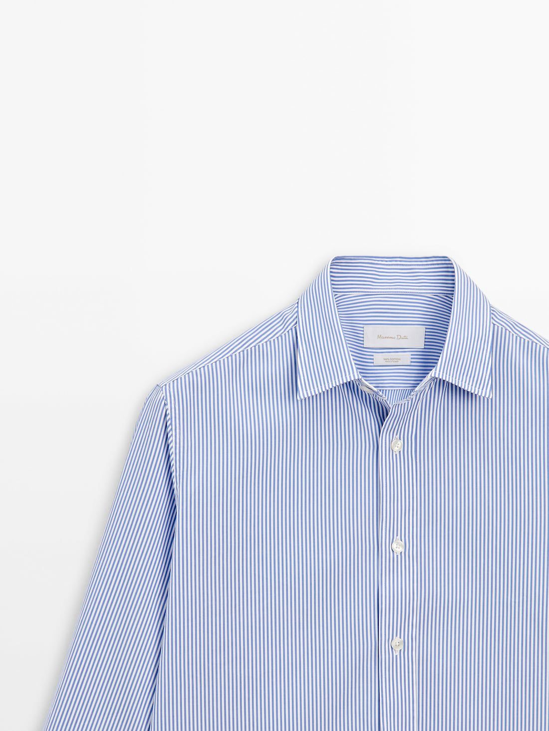 Massimo Dutti Striped Poplin Men Shirts Blue | US-TI2360179