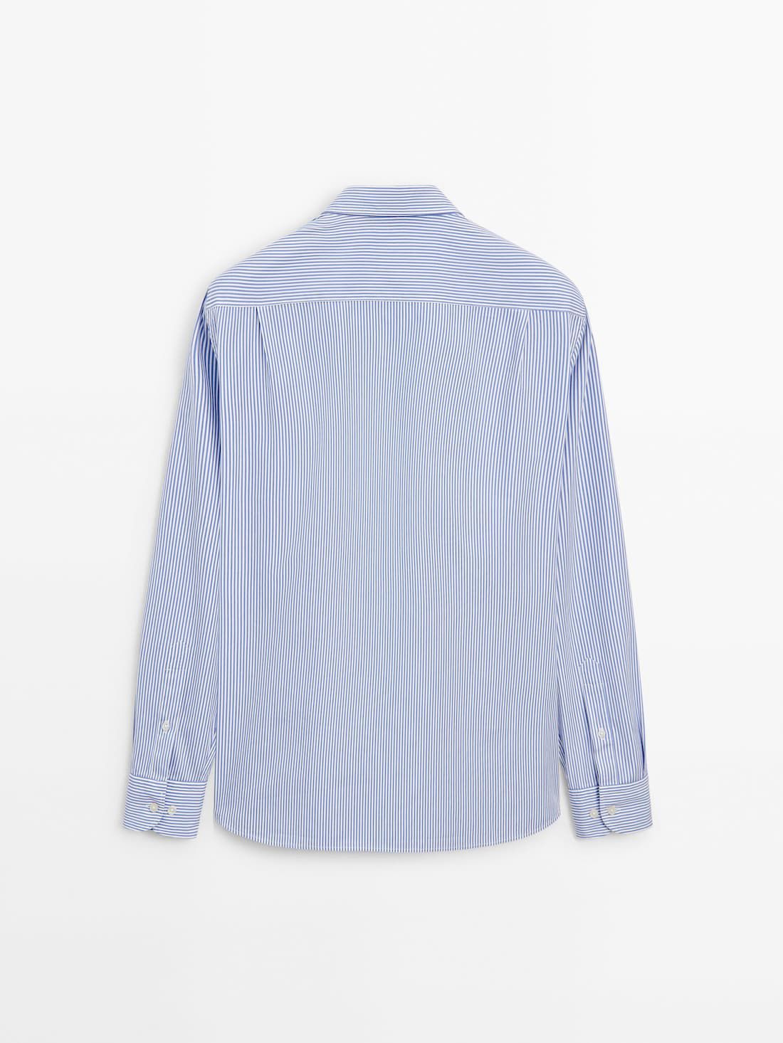 Massimo Dutti Striped Poplin Men Shirts Blue | US-TI2360179