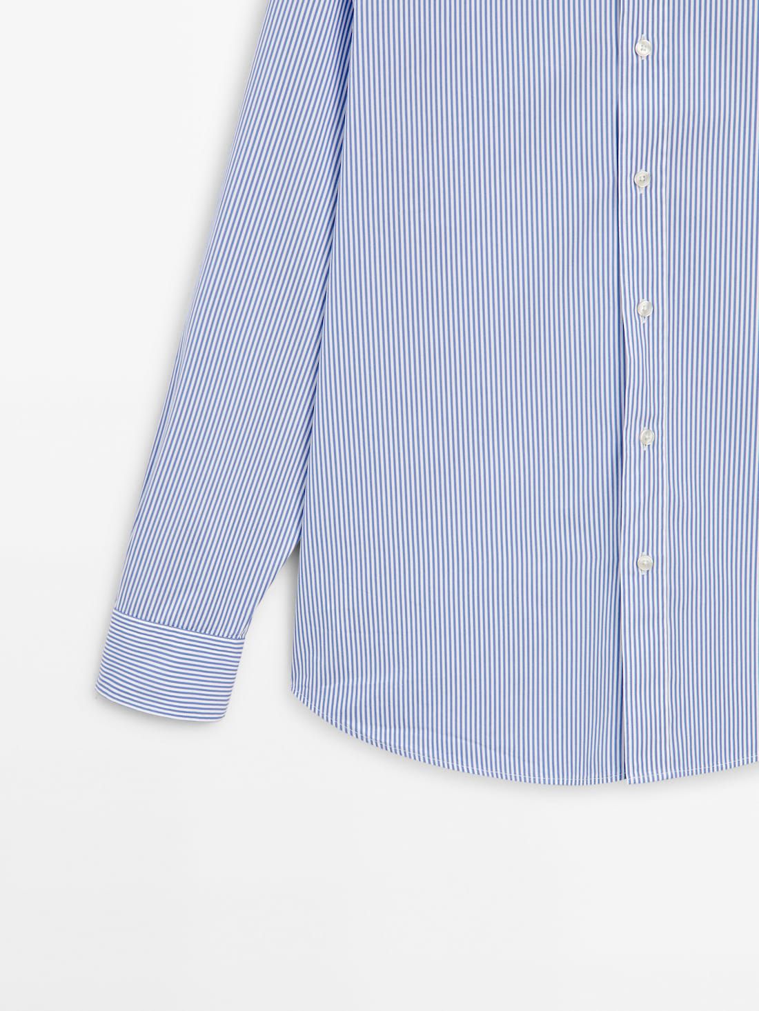 Massimo Dutti Striped Poplin Men Shirts Blue | US-TI2360179