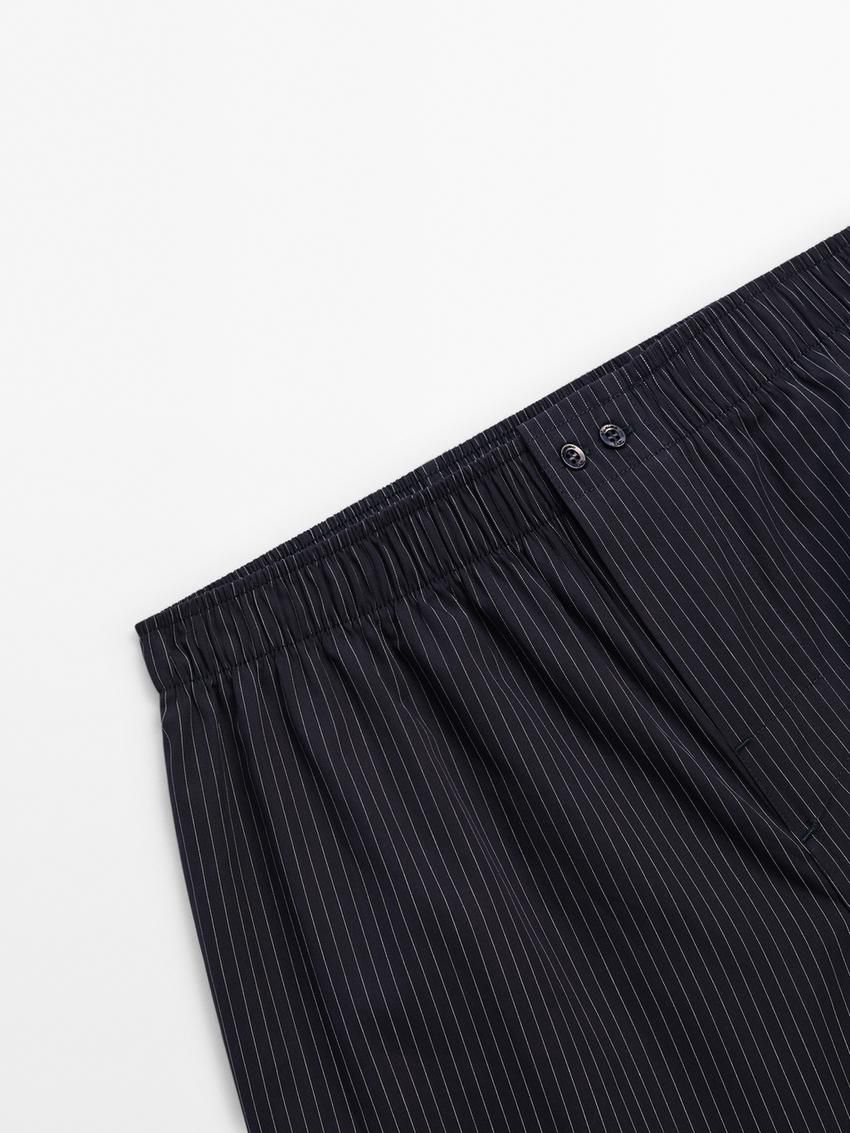 Massimo Dutti Striped Poplin Men Underwear Navy | US-SC8913206