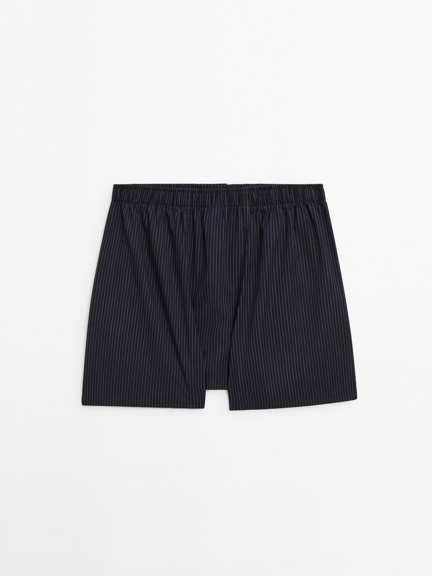 Massimo Dutti Striped Poplin Men Underwear Navy | US-SC8913206