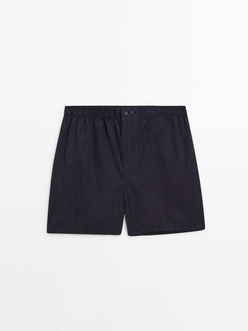 Massimo Dutti Striped Poplin Men Underwear Navy | US-SC8913206