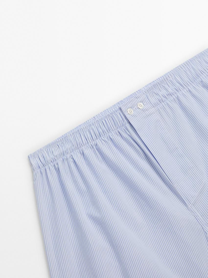 Massimo Dutti Striped Poplin Men Underwear Light Blue | US-CB8691534