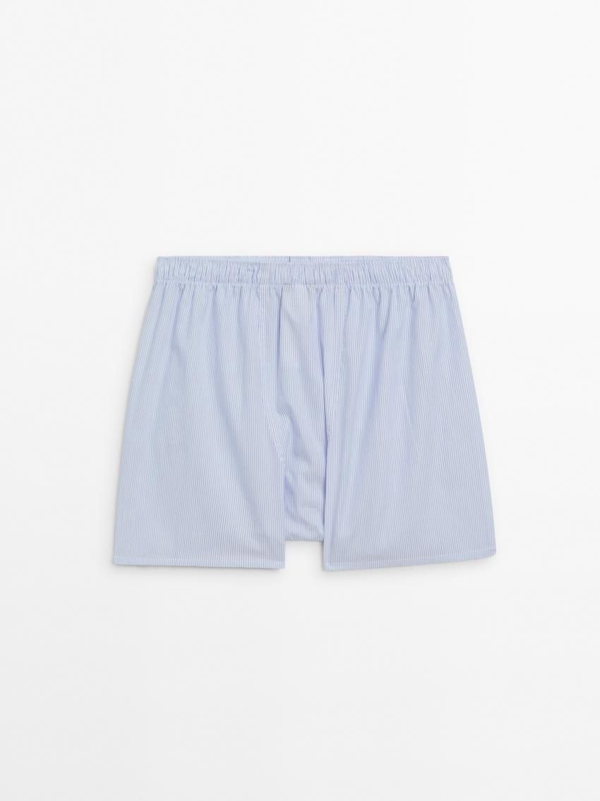 Massimo Dutti Striped Poplin Men Underwear Light Blue | US-CB8691534