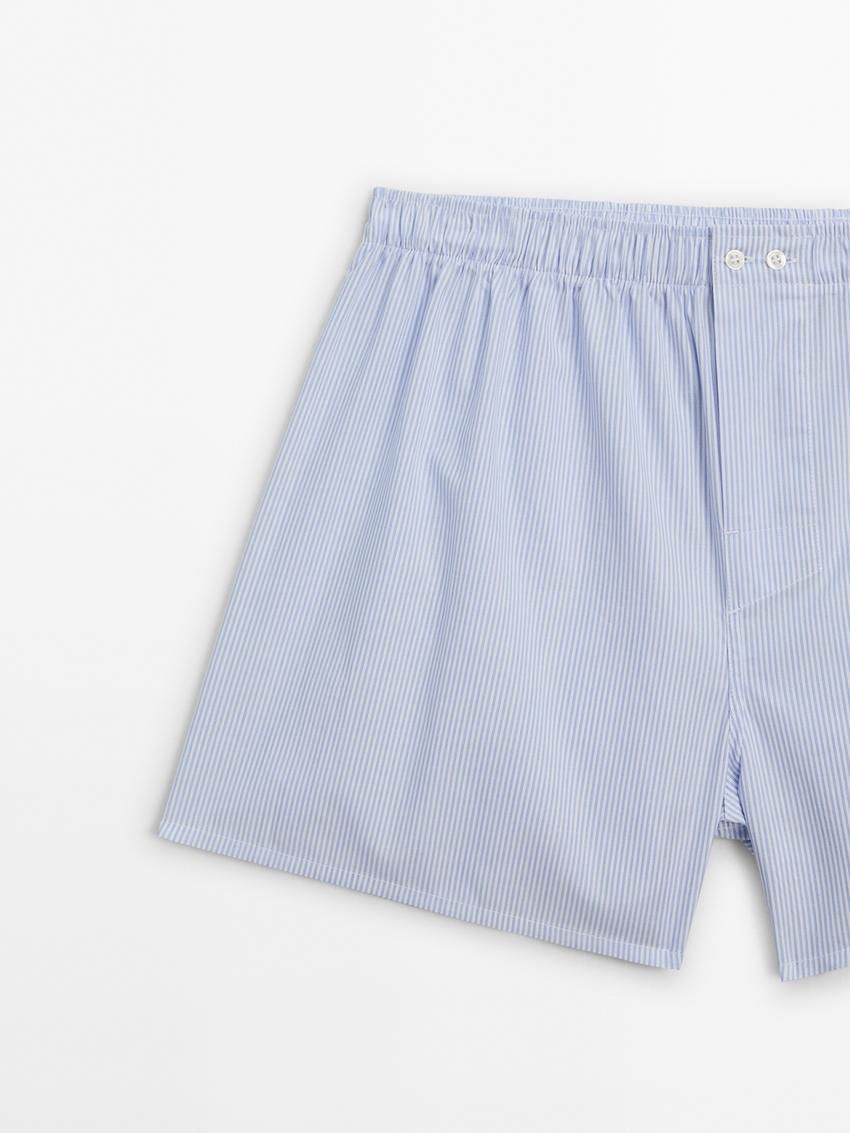 Massimo Dutti Striped Poplin Men Underwear Light Blue | US-CB8691534