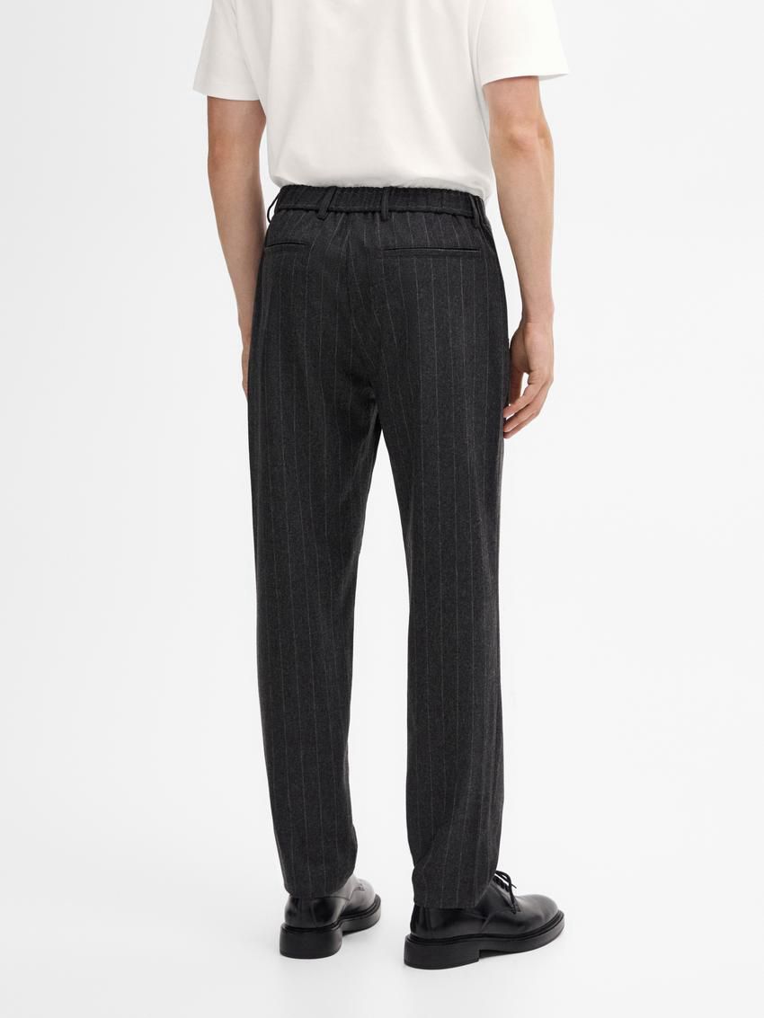Massimo Dutti Striped Straight-leg Wool Blend Men Trousers Dark Grey | US-LU1827365