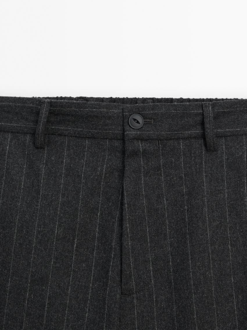 Massimo Dutti Striped Straight-leg Wool Blend Men Trousers Dark Grey | US-LU1827365