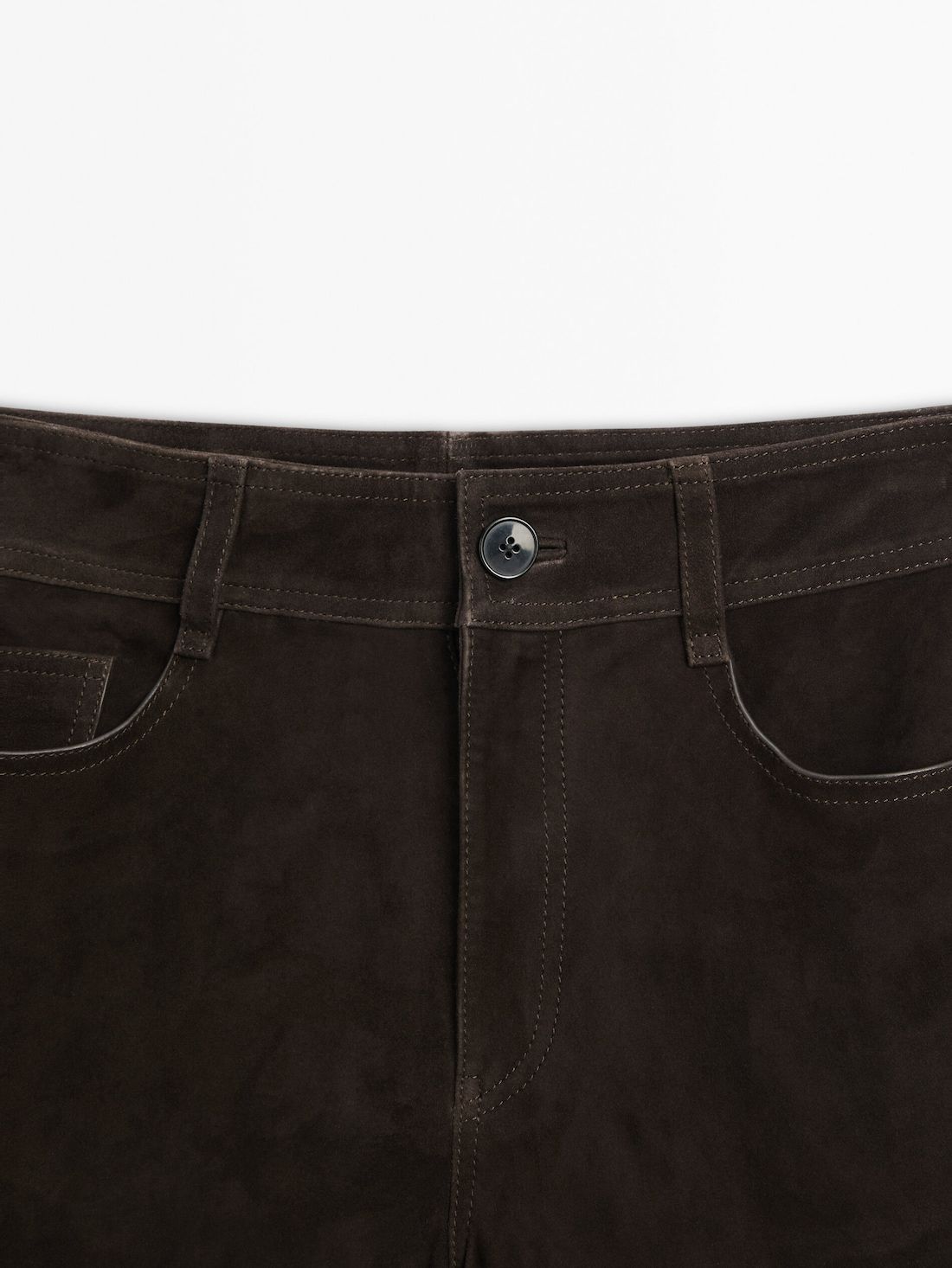 Massimo Dutti Suede Leather Bermuda Women Shorts Dark Brown | US-PL3896174