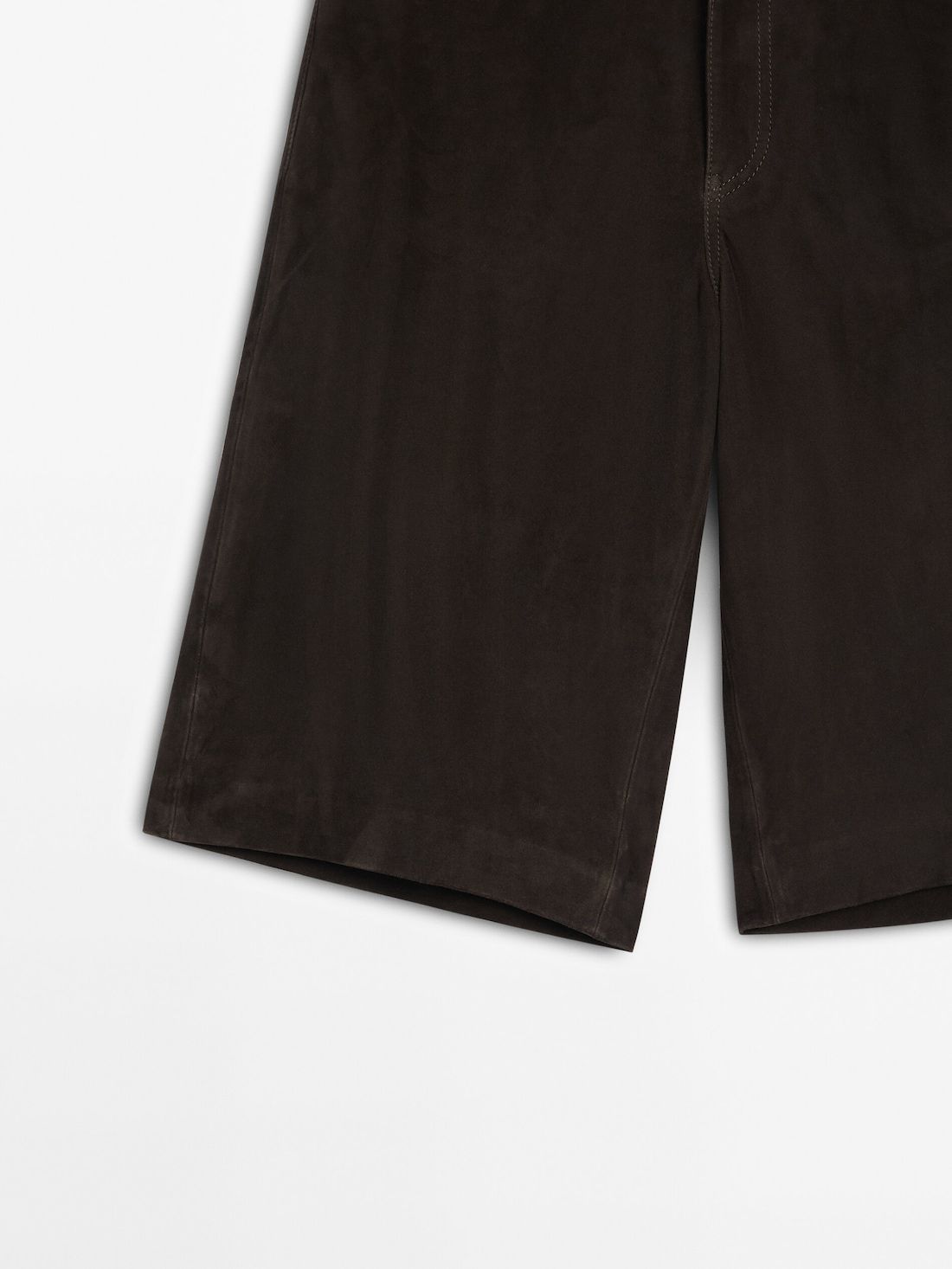 Massimo Dutti Suede Leather Bermuda Women Shorts Dark Brown | US-PL3896174