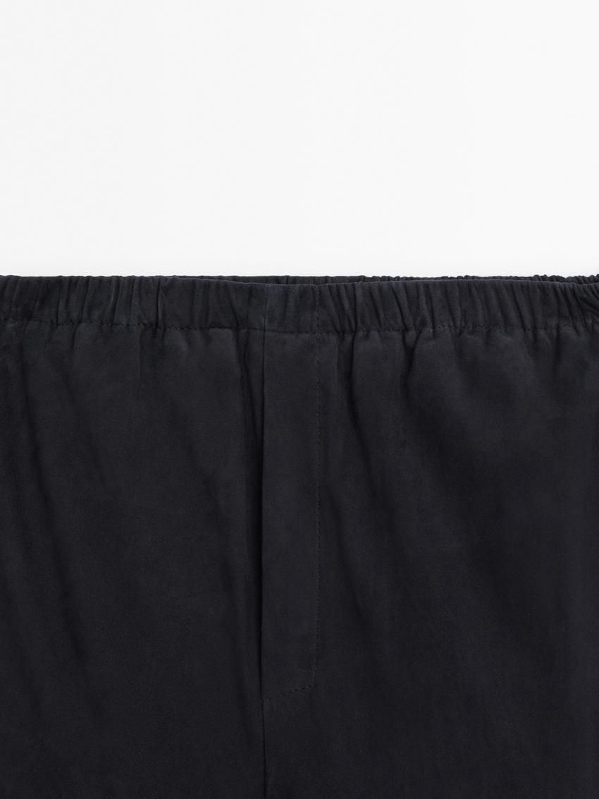 Massimo Dutti Suede Leather Co-ord Jogger Women Trousers Navy | US-LC3972146