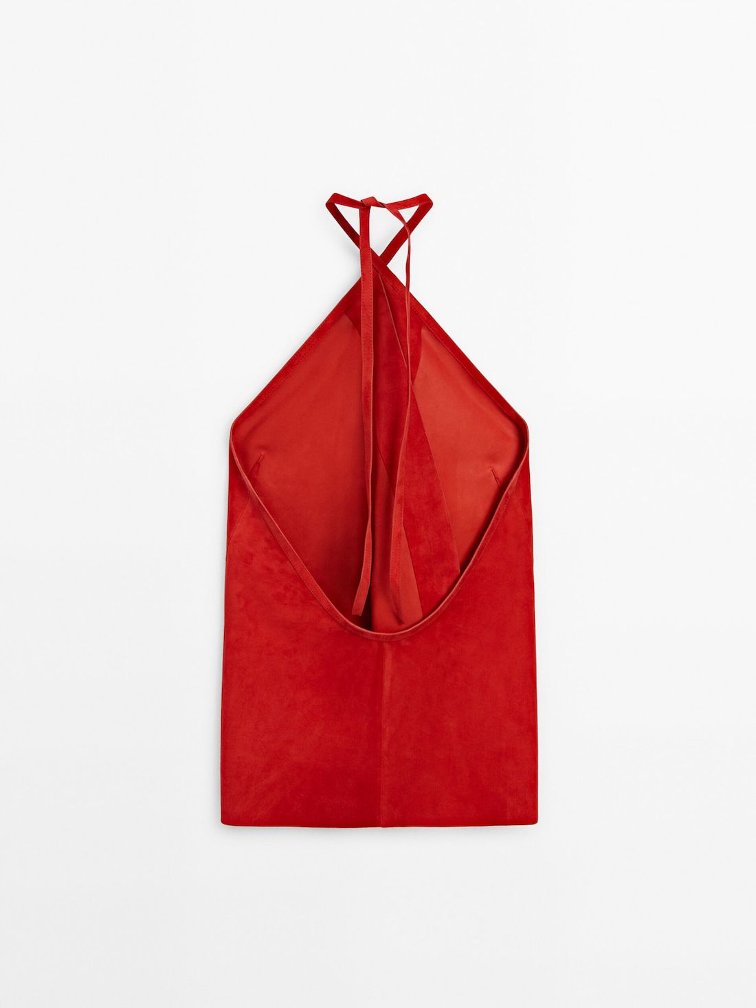Massimo Dutti Suede Leather Crossover Halter Women Top Red | US-ZJ3289410