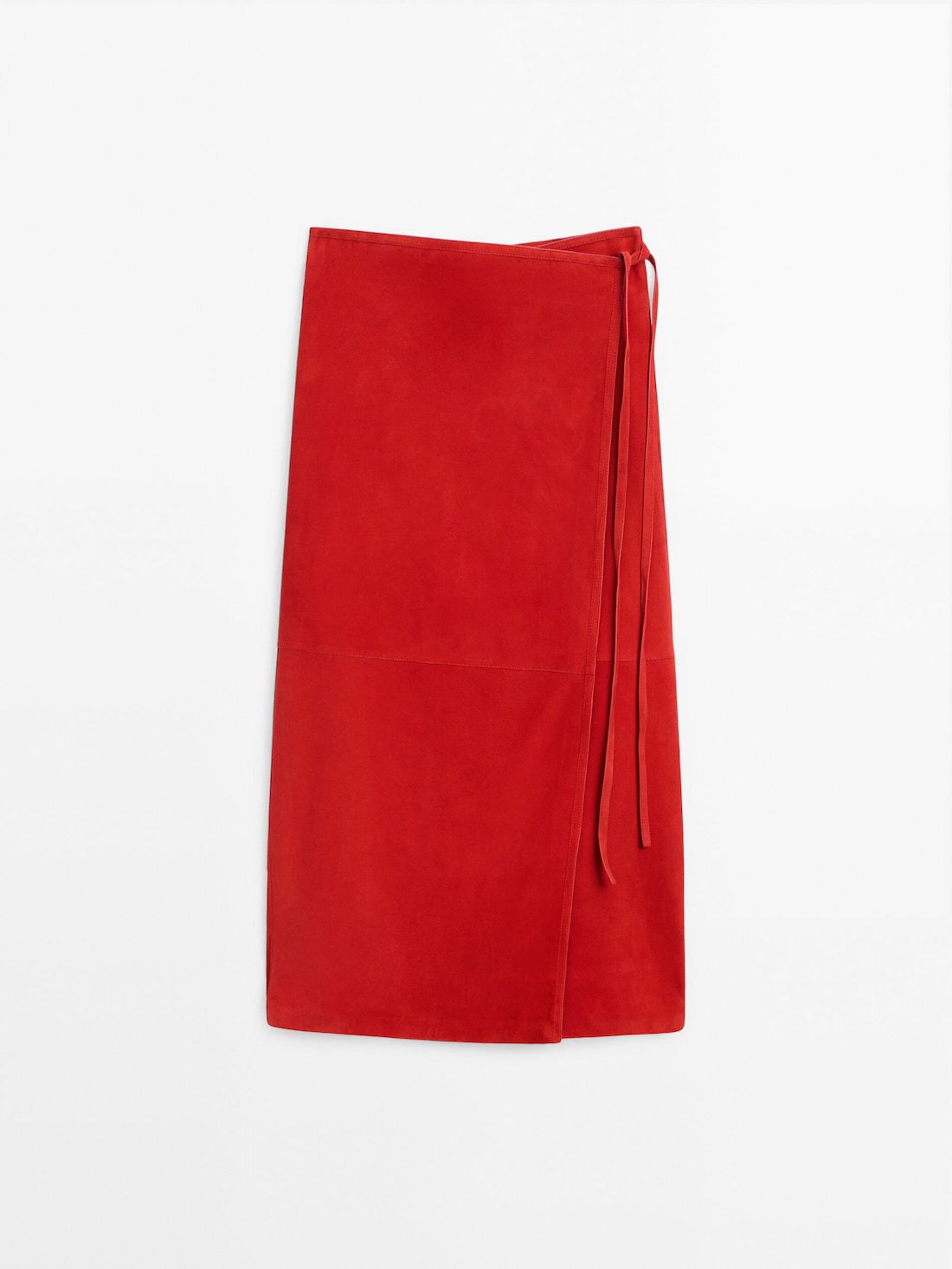 Massimo Dutti Suede Pareo Women Leather Skirt Red | US-VD5021348