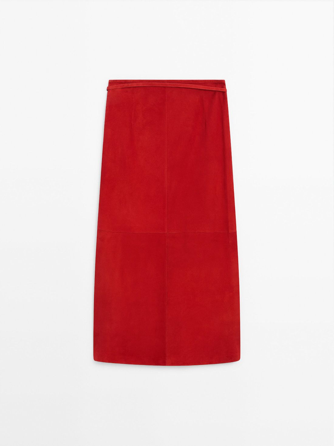 Massimo Dutti Suede Pareo Women Leather Skirt Red | US-VD5021348