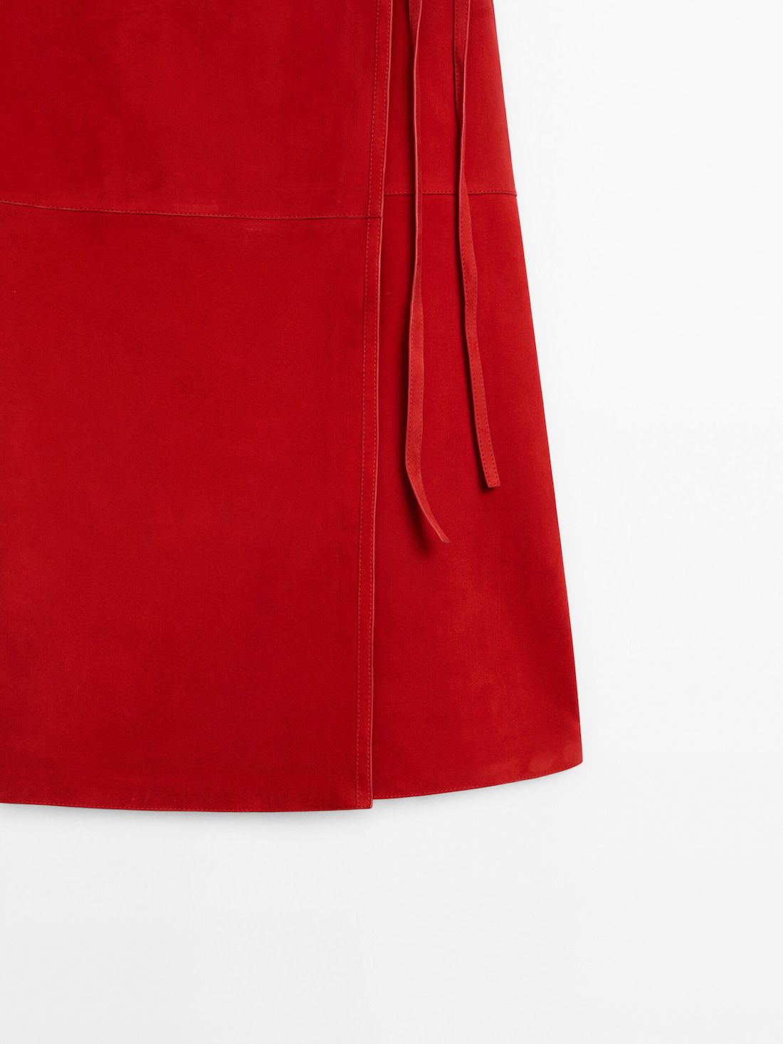 Massimo Dutti Suede Pareo Women Leather Skirt Red | US-VD5021348