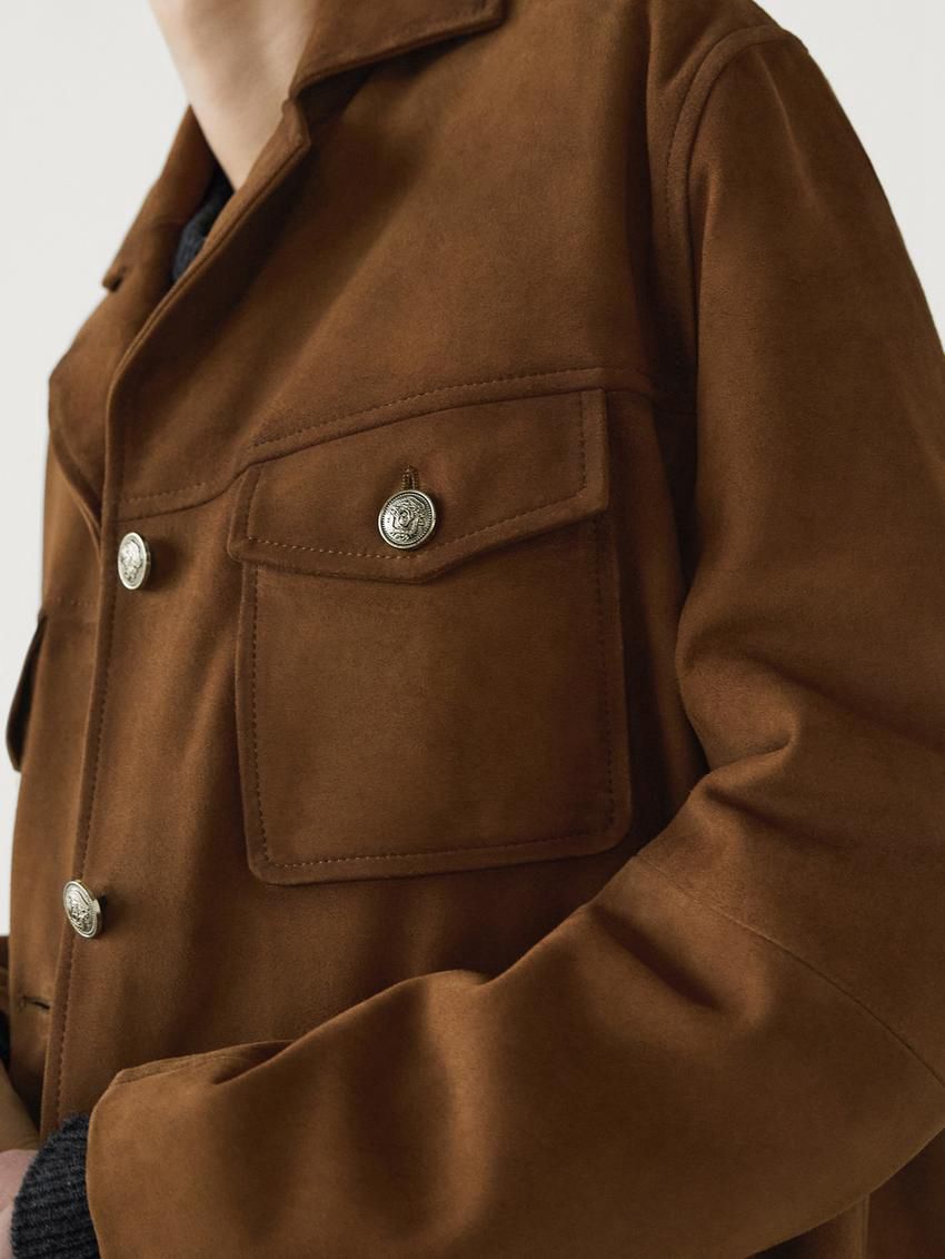 Massimo Dutti Suede Pockets Detail Women Jacket Brown | US-LA9068317