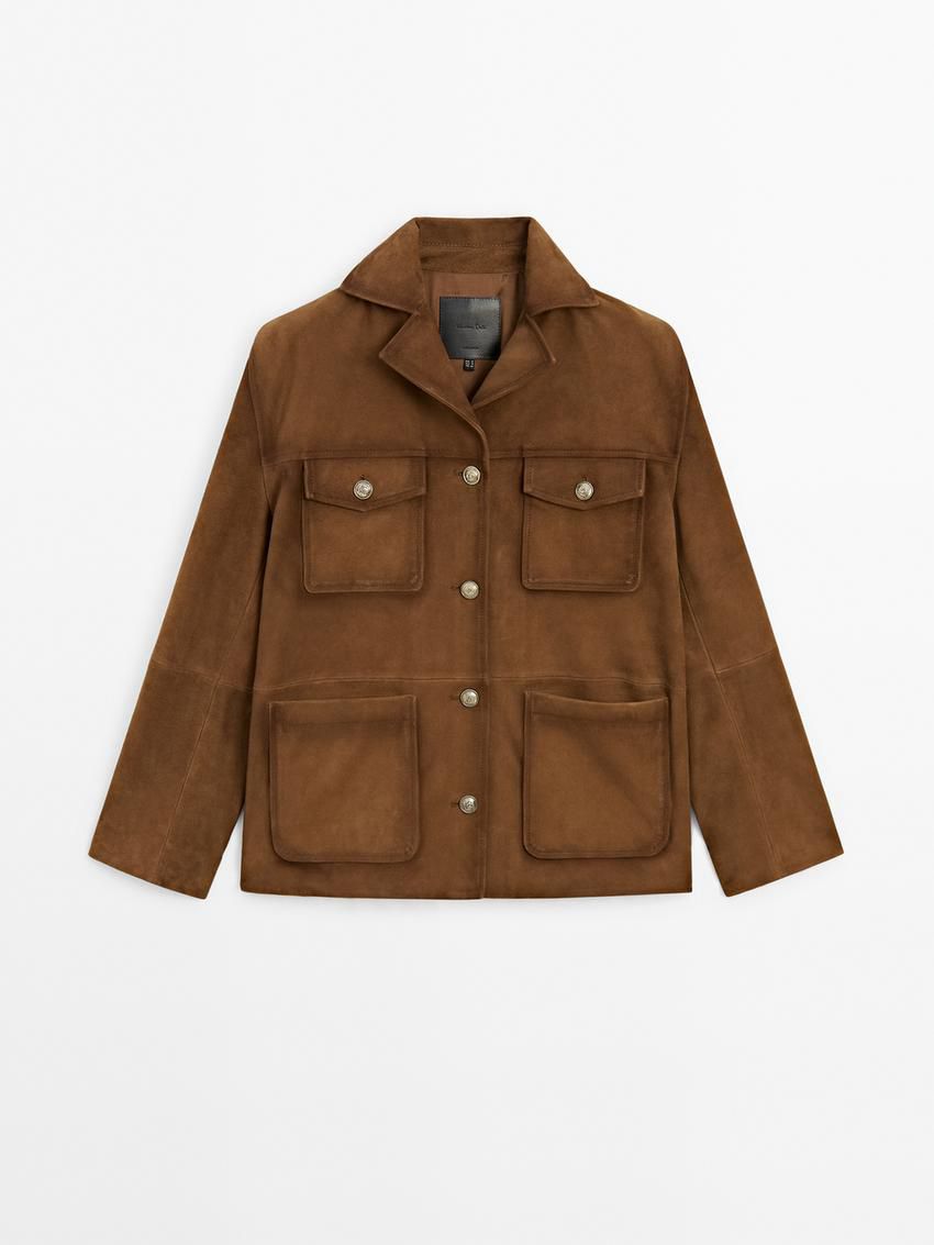 Massimo Dutti Suede Pockets Detail Women Jacket Brown | US-LA9068317