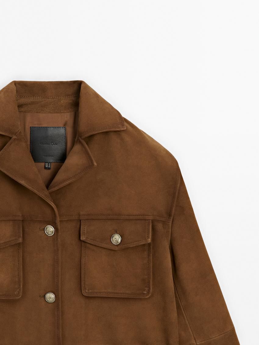 Massimo Dutti Suede Pockets Detail Women Jacket Brown | US-LA9068317