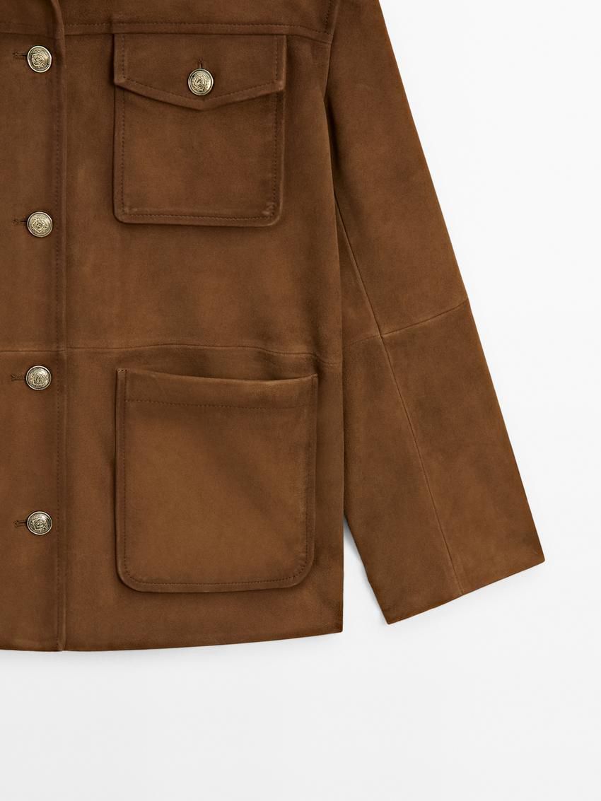Massimo Dutti Suede Pockets Detail Women Jacket Brown | US-LA9068317
