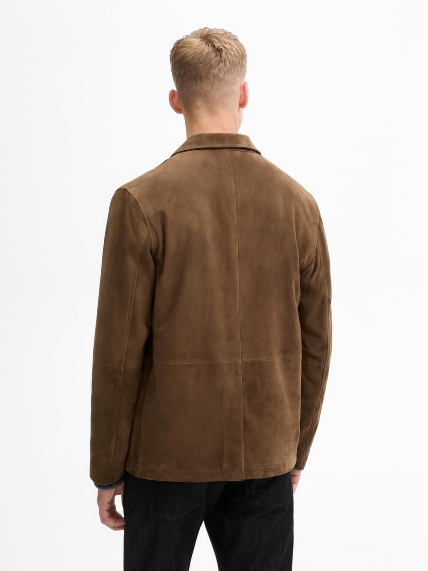 Massimo Dutti Suede With Patch Pockets Men Leather Jacket Dark Brown | US-KV2573968