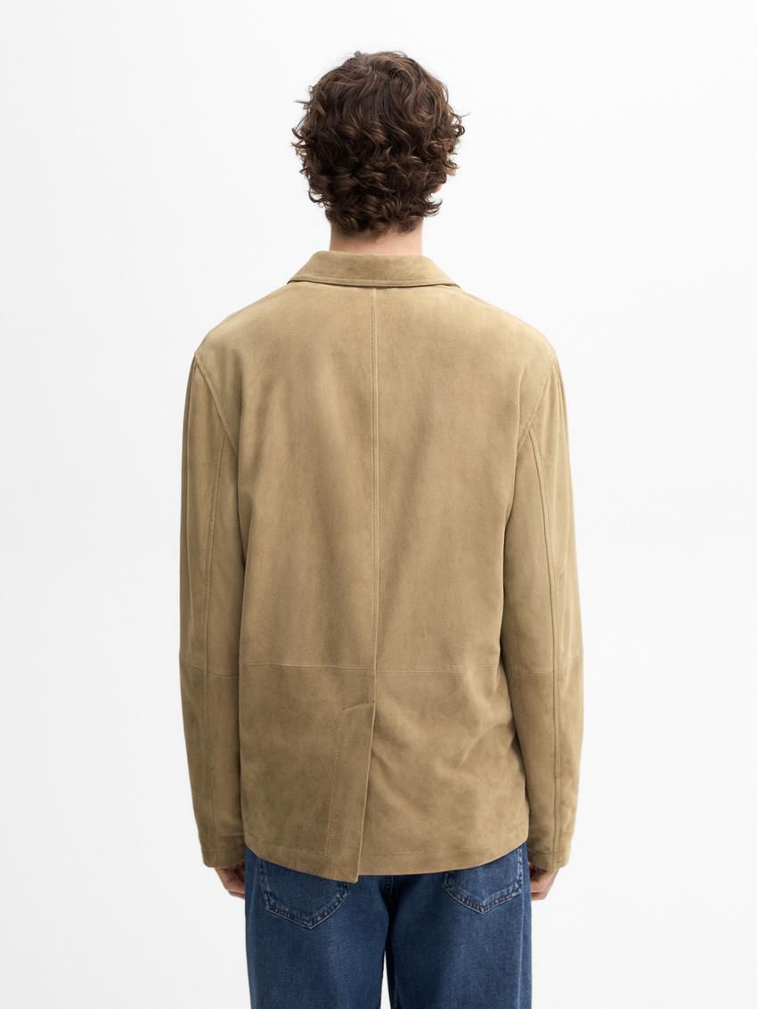 Massimo Dutti Suede With Pockets Men Leather Jacket Light Brown | US-UJ4573628