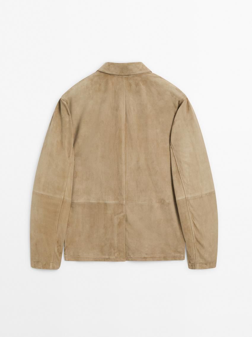 Massimo Dutti Suede With Pockets Men Leather Jacket Light Brown | US-UJ4573628