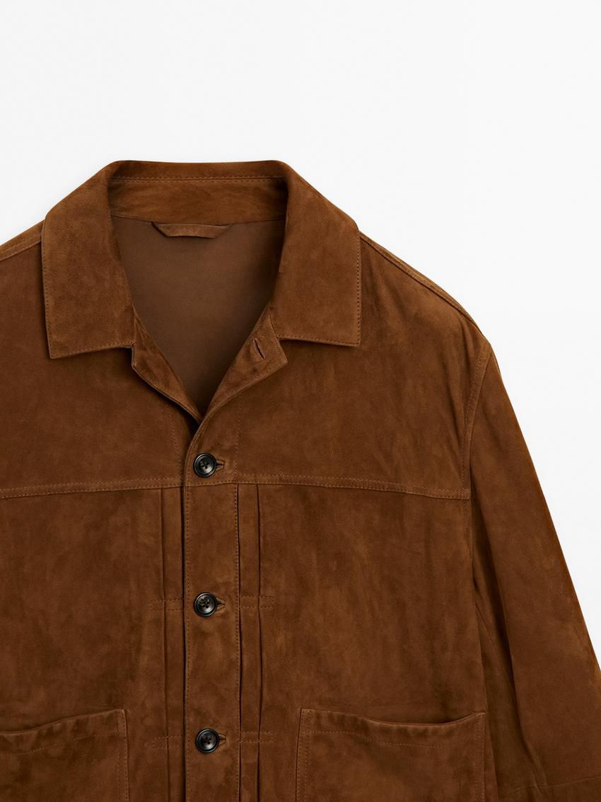 Massimo Dutti Suede With Pockets Men Leather Jacket Brown | US-MB2497318
