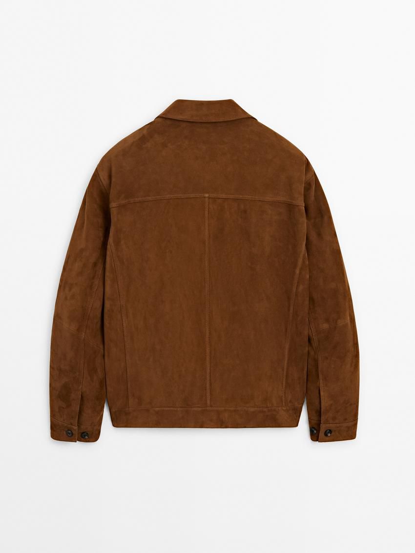 Massimo Dutti Suede With Pockets Men Leather Jacket Brown | US-MB2497318