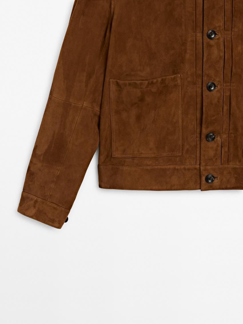 Massimo Dutti Suede With Pockets Men Leather Jacket Brown | US-MB2497318