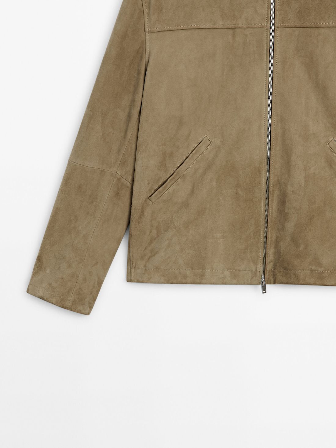 Massimo Dutti Suede Zip-up Men Leather Jacket Light Brown | US-JG1632478