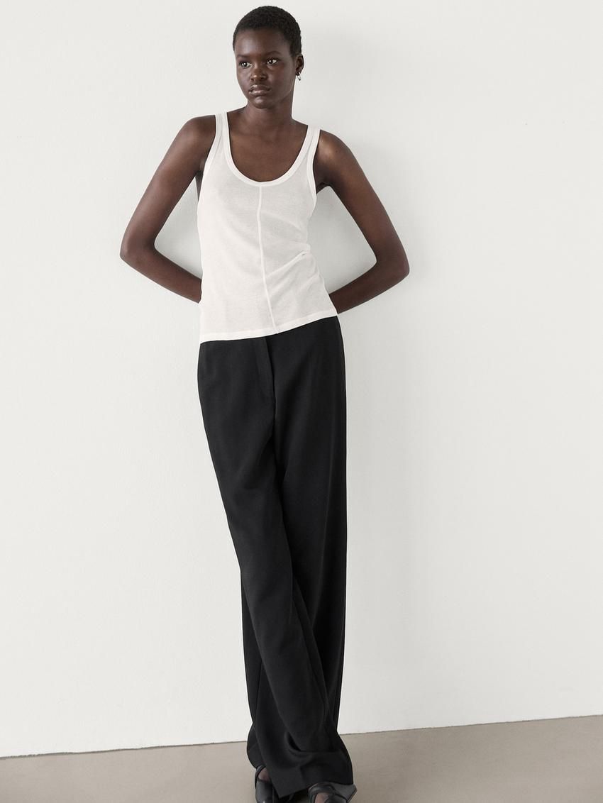Massimo Dutti Tank With Central Seam Women Top White | US-AH6791205