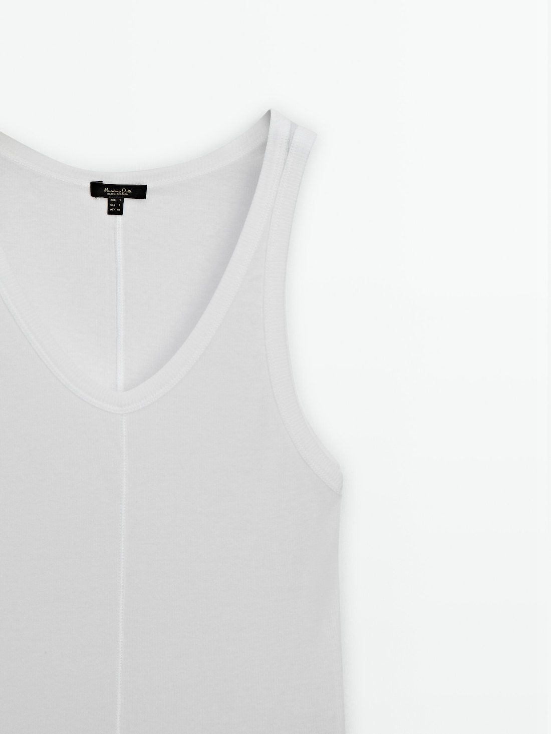 Massimo Dutti Tank With Central Seam Women Top White | US-AH6791205