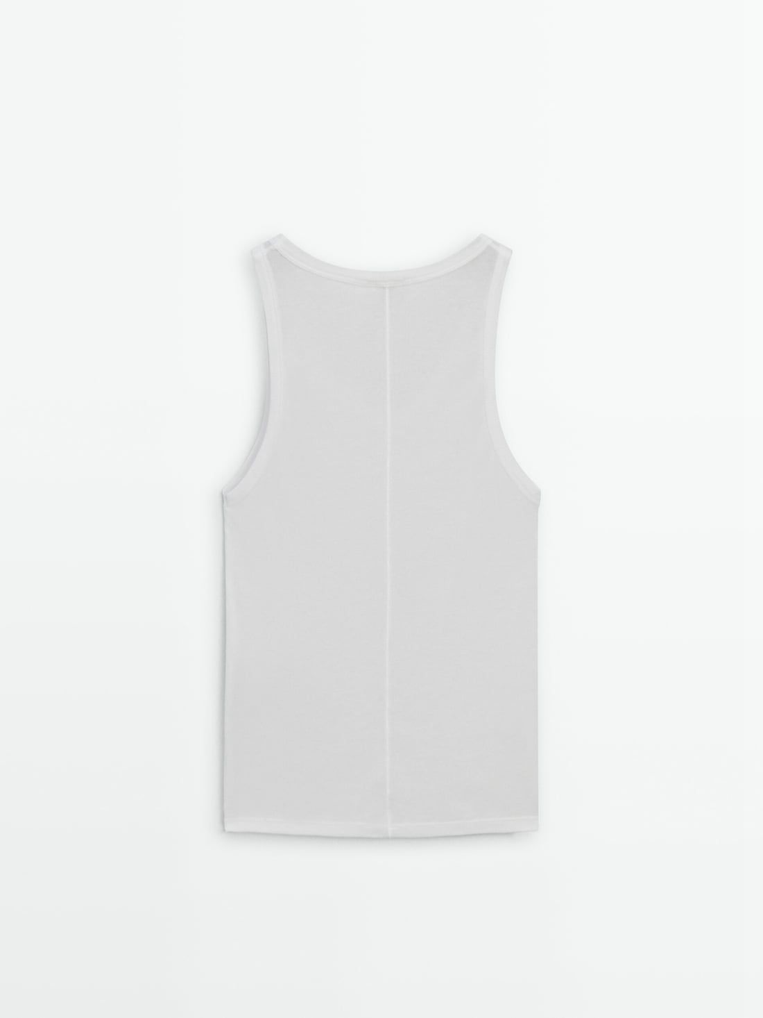 Massimo Dutti Tank With Central Seam Women Top White | US-AH6791205