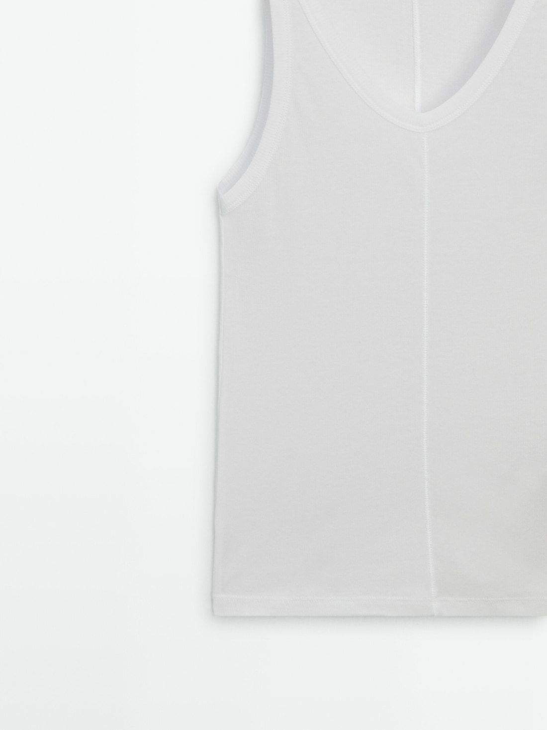 Massimo Dutti Tank With Central Seam Women Top White | US-AH6791205