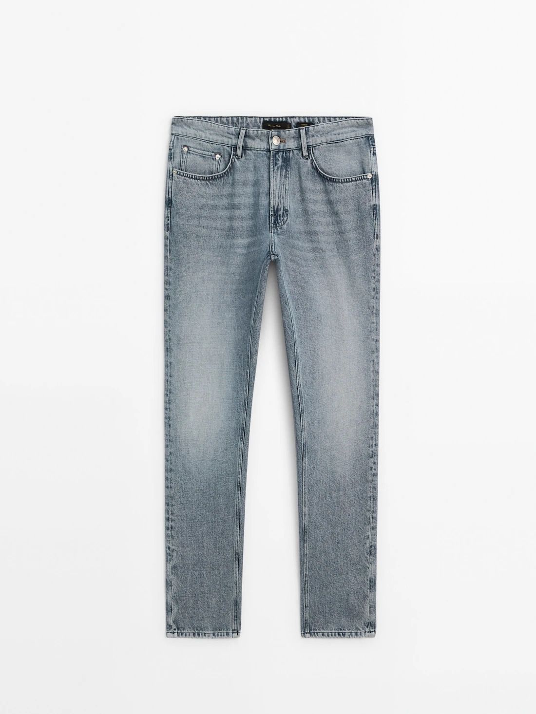Massimo Dutti Tapered Fit Bleach Wash Men Jeans Grey | US-GI4821307
