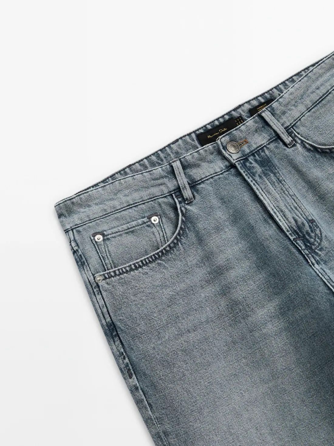 Massimo Dutti Tapered Fit Bleach Wash Men Jeans Grey | US-GI4821307