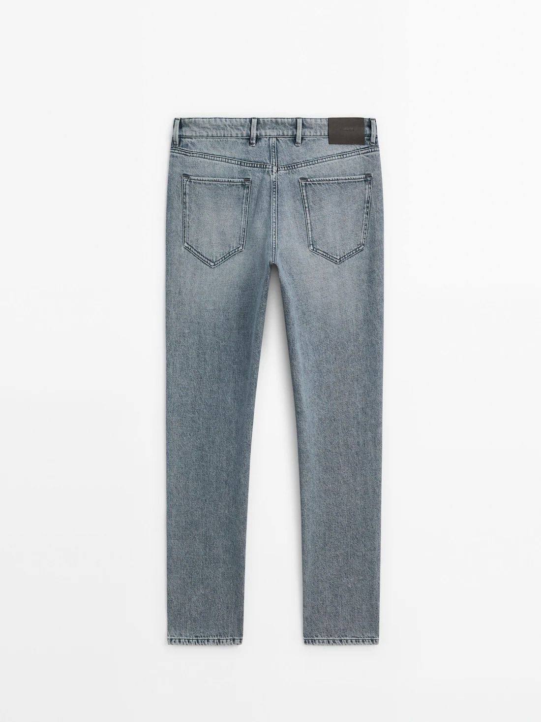 Massimo Dutti Tapered Fit Bleach Wash Men Jeans Grey | US-GI4821307