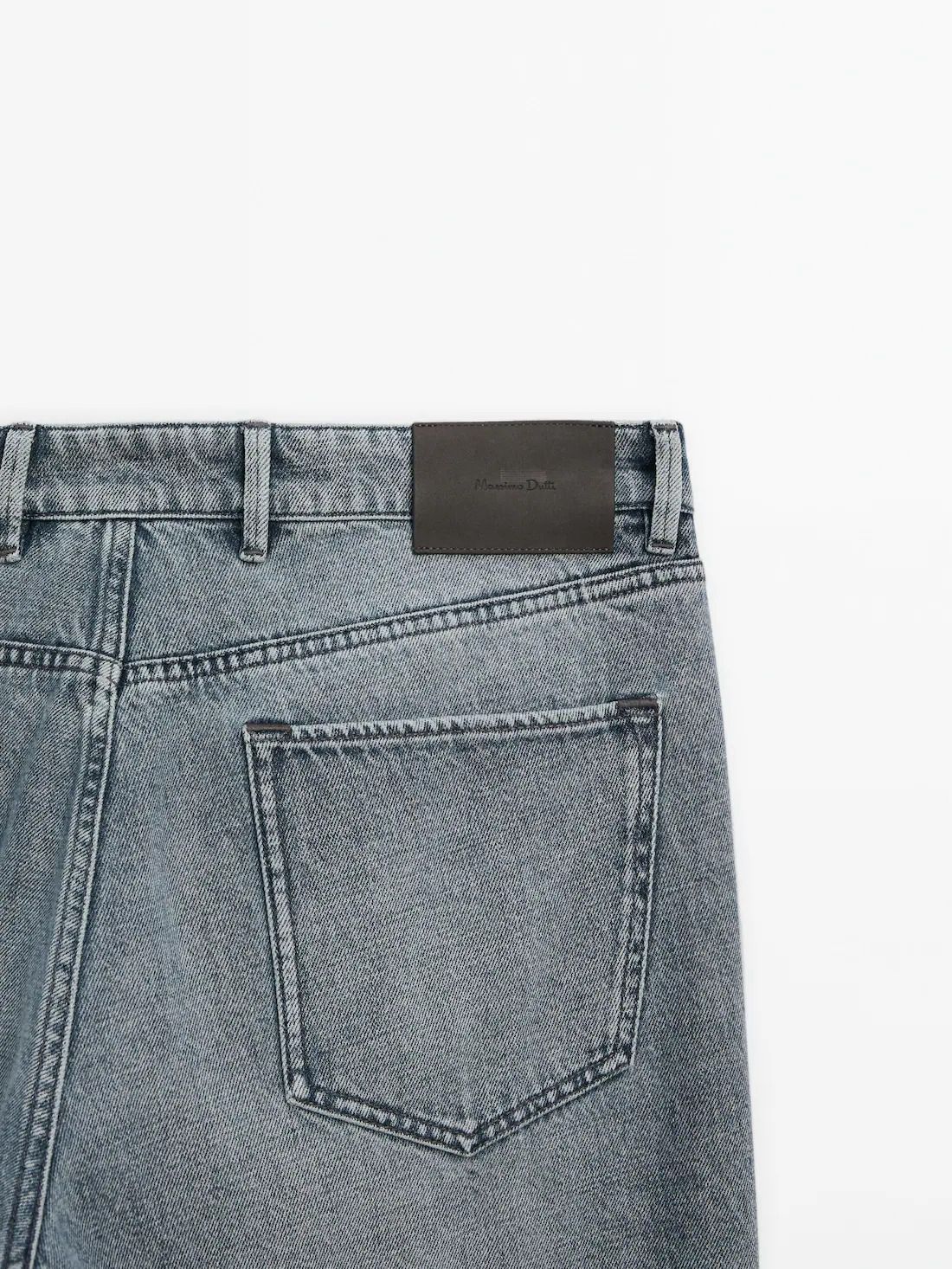 Massimo Dutti Tapered Fit Bleach Wash Men Jeans Grey | US-GI4821307