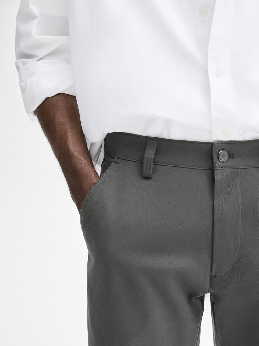 Massimo Dutti Tapered Fit Cotton Blend Denim Men Trousers Dark Grey | US-UN9045836