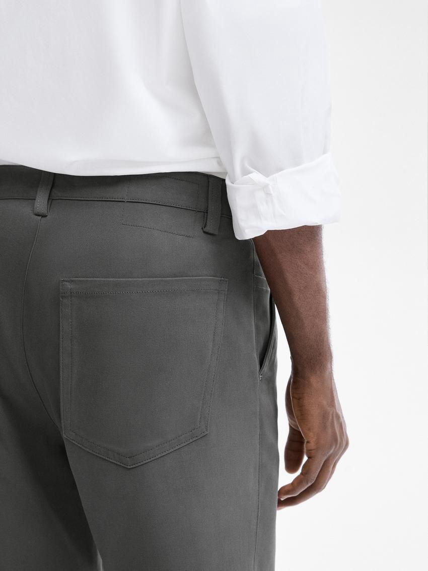 Massimo Dutti Tapered Fit Cotton Blend Denim Men Trousers Dark Grey | US-UN9045836