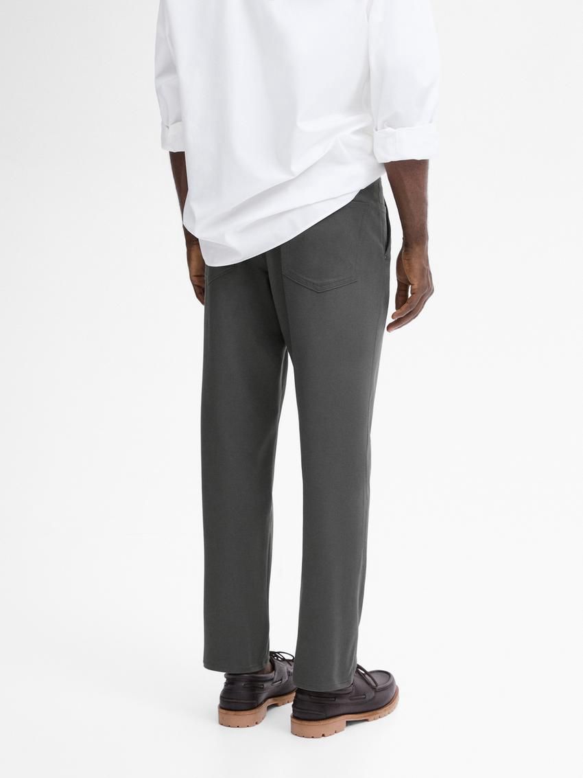 Massimo Dutti Tapered Fit Cotton Blend Denim Men Trousers Dark Grey | US-UN9045836