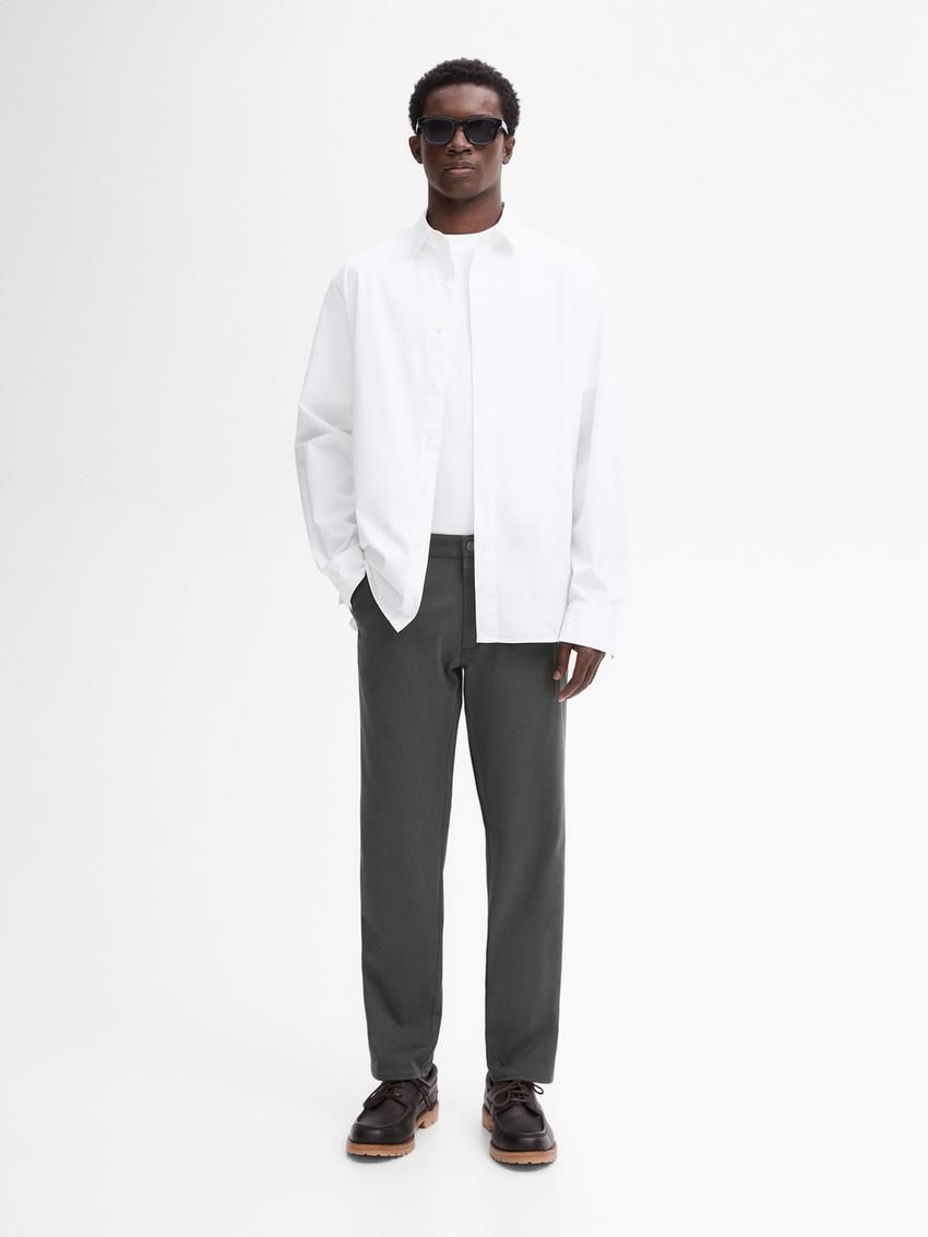 Massimo Dutti Tapered Fit Cotton Blend Denim Men Trousers Dark Grey | US-UN9045836