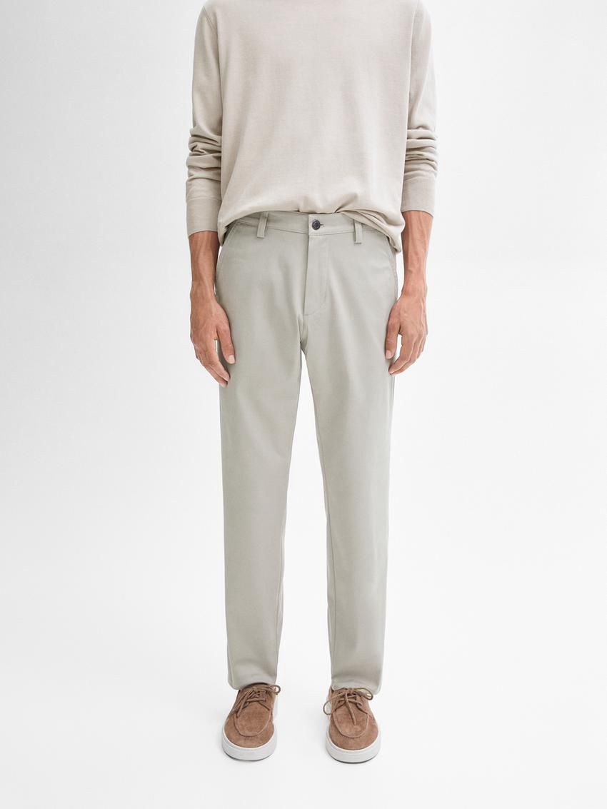 Massimo Dutti Tapered Fit Cotton Blend Denim Men Trousers Beige | US-PF0376514